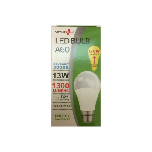 Power Plus 13W B22 Bayonet Cap Energy Saving A60 LED Bulb,1300 Lumens, 6000k Day Light